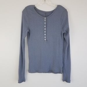 Free People L Blue Long Sleeve Thermal